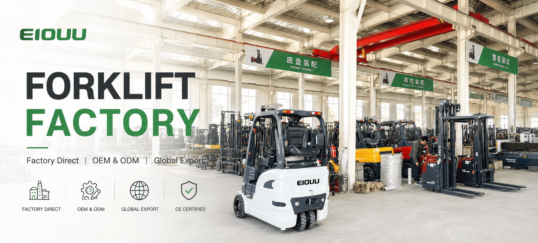 EIOUU electric forklift factory offering OEM and ODM forklift manufacturing Title： EIOUU Electric Forklift Factory