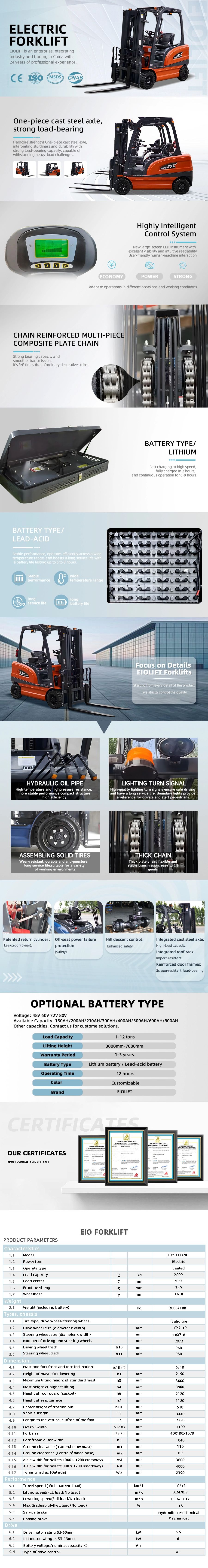 2T Electiric Forklift