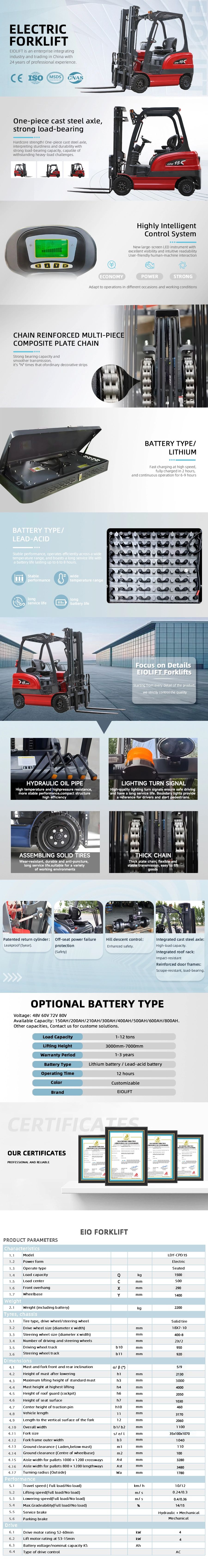 1.5T Electiric Forklift