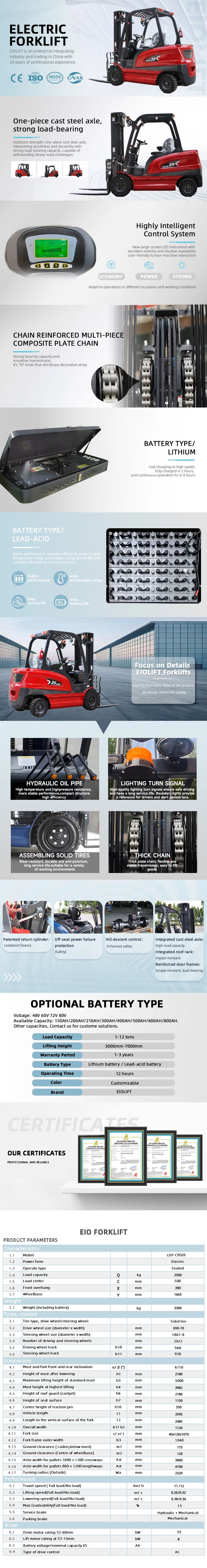 2.5T Electiric Forklift