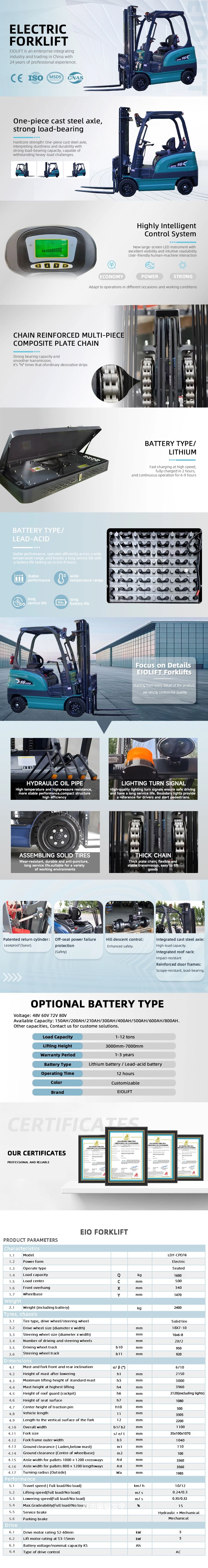 1.6T Electric forklift